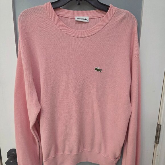 Lacoste Sweaters - Lacoste Women’s Pink Cotton Crewneck Sweater – Size 40 – Classic Crocodile Logo
